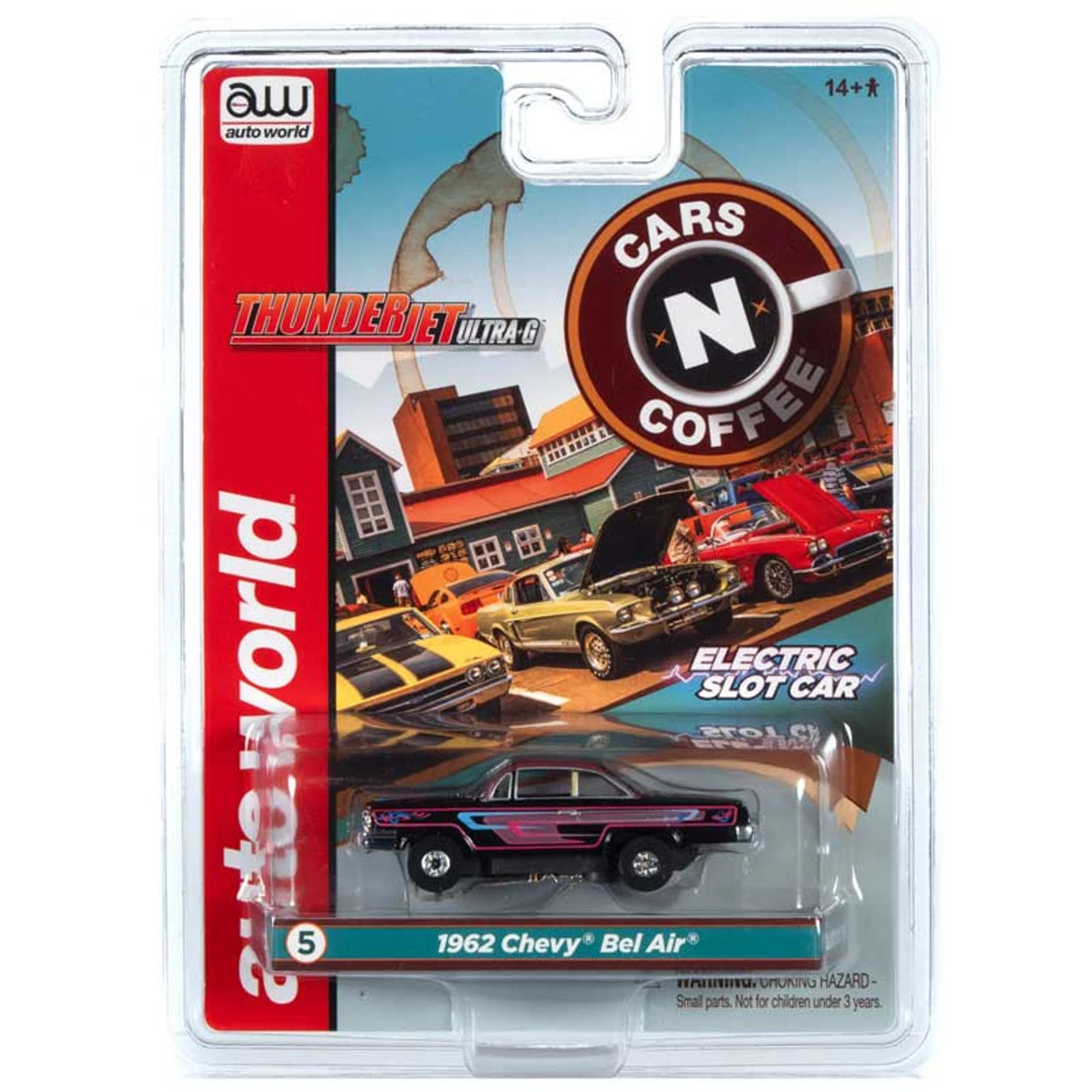 Auto World 1962 Chevrolet Bel Air Black/Purple Thunderjet HO Slot Car - Image 3