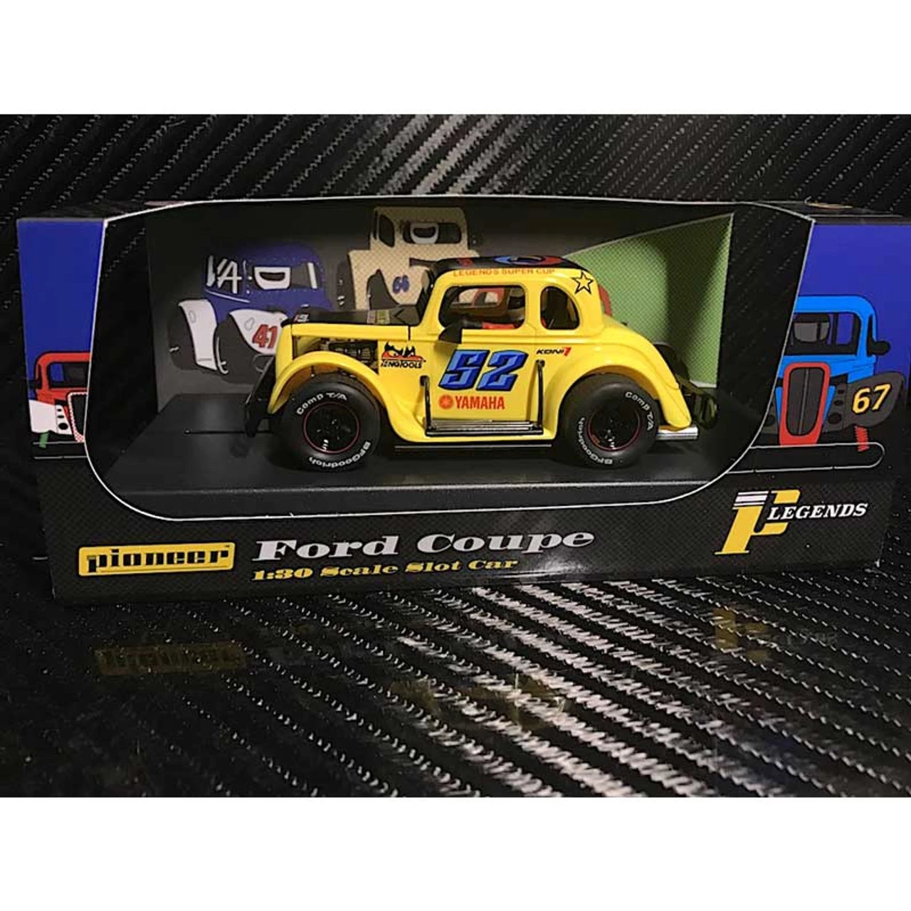 Pioneer 1934 Ford Coupe Legends Racer #52 Yellow 1/32 Slot Car - Image 5